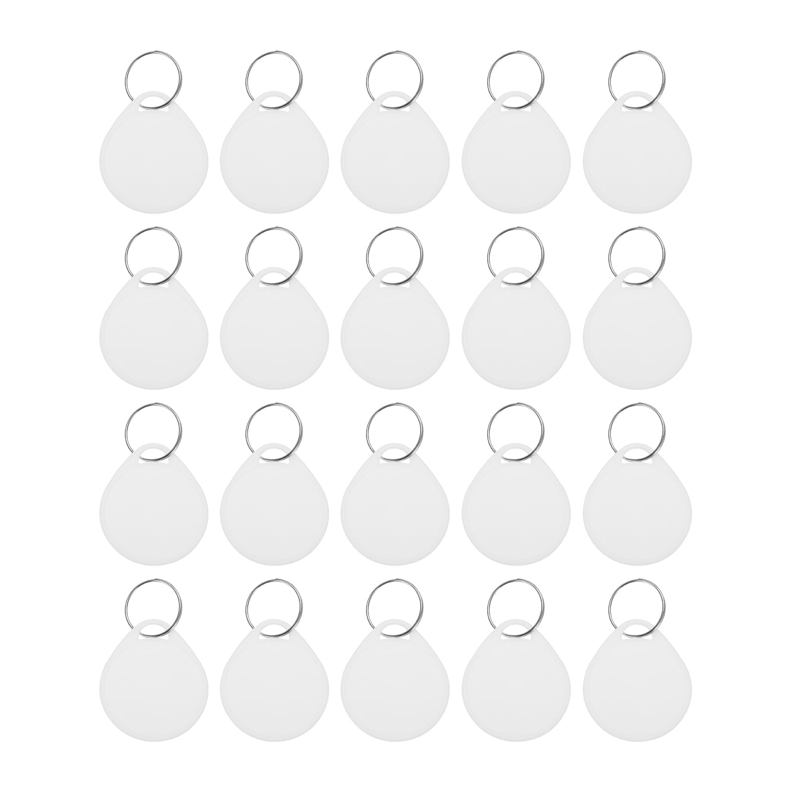 PATIKIL 20 Pcs Plastic Key Tags Sturdy Round White Sturdy Item Identifiers Label Stickers and Split Rings, White