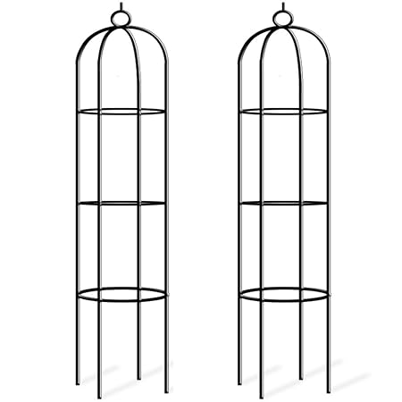 Deuba Rosensäule 2er Set Rosenbogen Rankgitter Obelisk Rankhilfe | 200 x 40cm | pulverbeschichtetes Metall | witterungsbestän