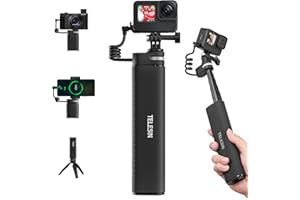 TELESIN Power Grip 35.4"/90cm Extension Selfie Stick Handler Compatible for Go Pro 12 11 10 9 Insta360 DJI Action Canon Sony 