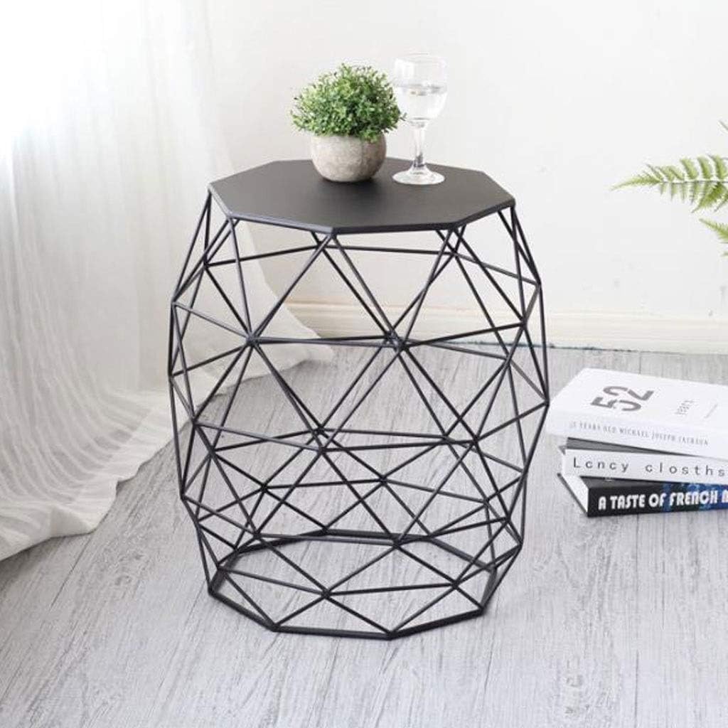 Amazon Com L Life End Tables Side Table Wrought Iron Linelace Polygon Small Couch Table Simple Leisure Living Room Bedroom Balcony Reading Table 3752cm Color Black Furniture Decor
