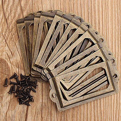 ISKYBOB 24 Pack Antique Label Holder Metal Name Card Frame for