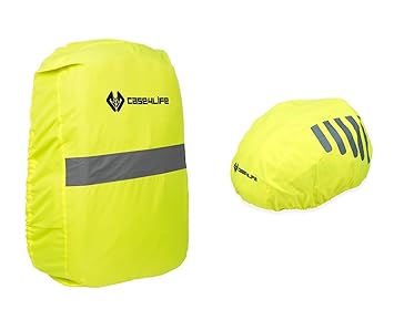 Case4Life Wasserdicht Hohe Sichtbarkeit Reflektierend Fahrräder Helmabdeckung + Rucksack-Abdeckung - Lebenslange Garantie