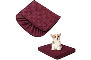 BOCTOPUG Dog Bed Covers Only - Waterproof Dog Bed Covers Quilted, Replacement Washable Pet Puppy Bed Cover for Dog Cat, Cushion Cover 36Lx27Wx6H Inches Burgundy