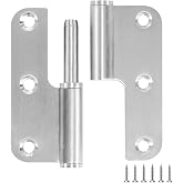 MOZCORN 6 Pack Lift Off Hinges 3 Inch, Removable Door Hinge, Left | Stainless Steel Detachable H Hinge with 5/8" Radius Rounded Corner for Interior and Exterior Use,Brushed Nickel