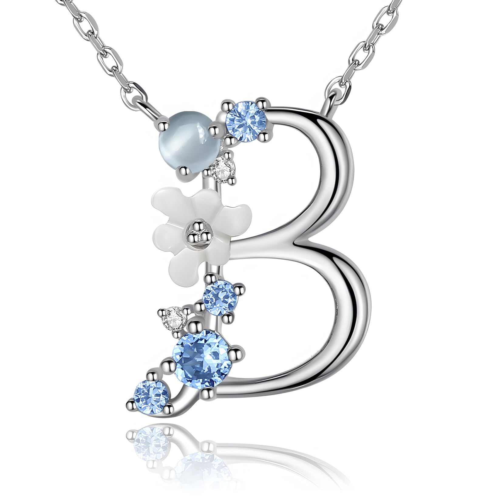 VIKI LYNN Letter B Initial Necklace 925 Sterling Silver Cubic Zirconia Personalised Gifts for Girls