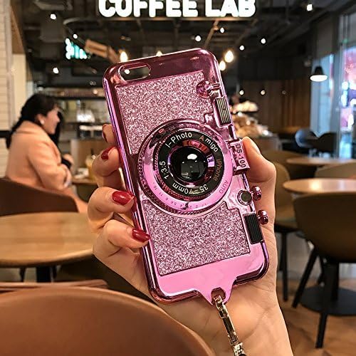 UCLL iphone 6 plus case iphone 6s plus New Modern 3D Vintage Style Portable Mirror Bling Camera Design Soft Cover For 5.5 iphone 6 plus/iphone 6s Plus with Strap Rope and a Screen protector (Purple)