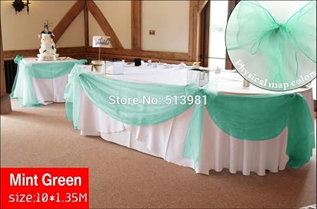 Promotion Mint Green 10m 1 35m Sheer Organza Swag Fabric Wedding