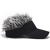 TOSHIN Men's Novelty Hair Hat Funny Sun Visor with Wig Spiked Hair Adjustable Sun Visor Baseball Golf Cap