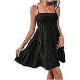 SOLY HUX Women's Sundress Smock Cami Mini Dress Sleeveless Swing A Line Short Dresses Casual Cute Summer Dresses