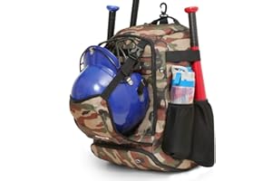 ZOEA Baseball Bat Bag Backpack, T-Ball & Softball Equipment & Gear for Youth and Adults, Large Capacity Holds 4 Bats, Helmet, Gloves, Cleats,Shoes Compartment & Helmet Holder