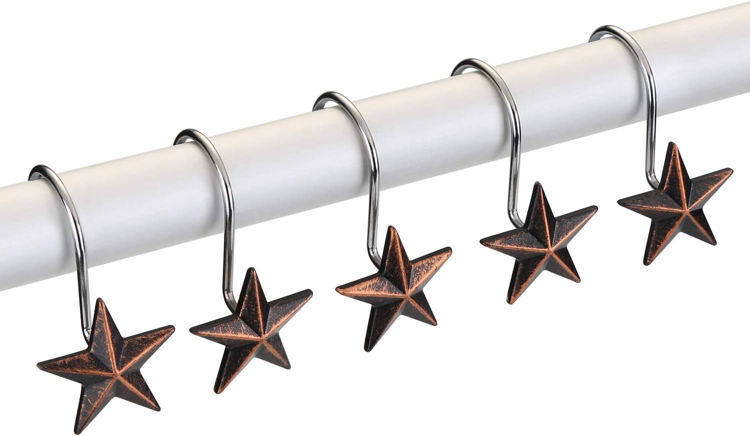 AGPTEK Shower Curtain Hooks, 12PCS Anti Rust Decorative Resin Hooks for Bathroom, Baby Room, Bedroom, Living Room Decor (Star): Home & Kitchen