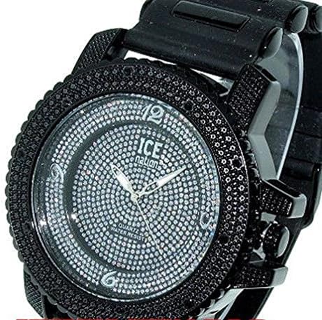 Letter Fashion Mens Crystal Ice Nation Black Punk Watch With Bullet Band