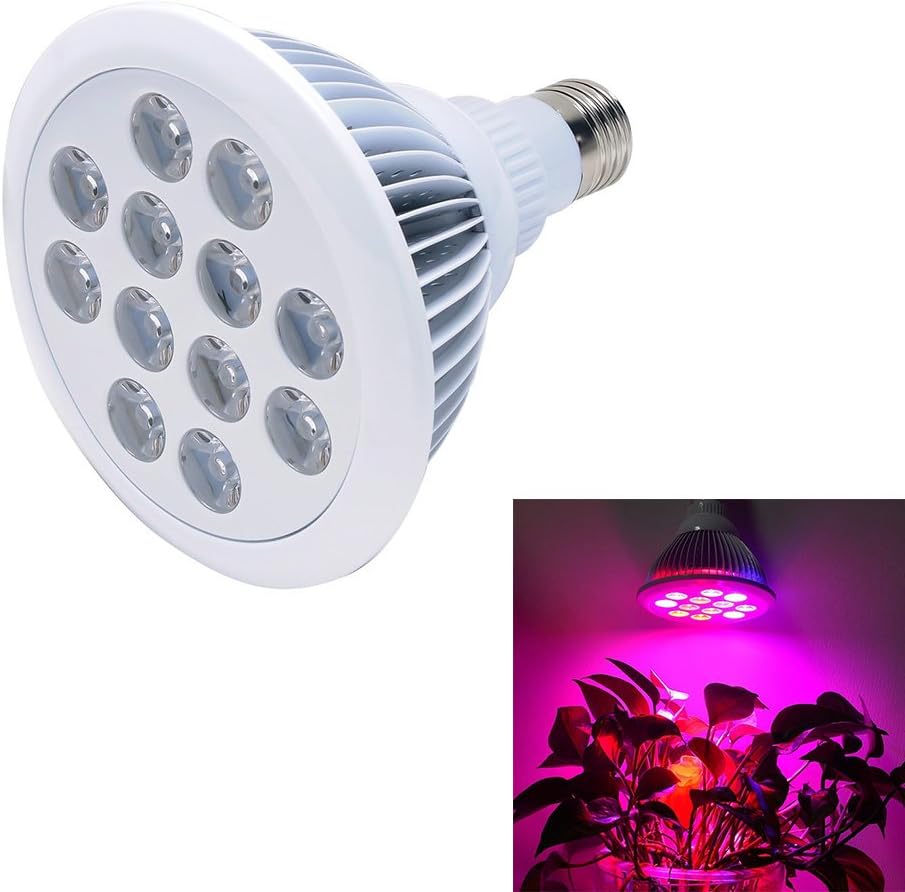 LED Plant Grow Light Bulb JVSURF Plants Growing Lights with Full Spectrum for Indoor Garden Greenhouse and Hydroponic Aquatic - E26/E27, 12W, 3 Bands