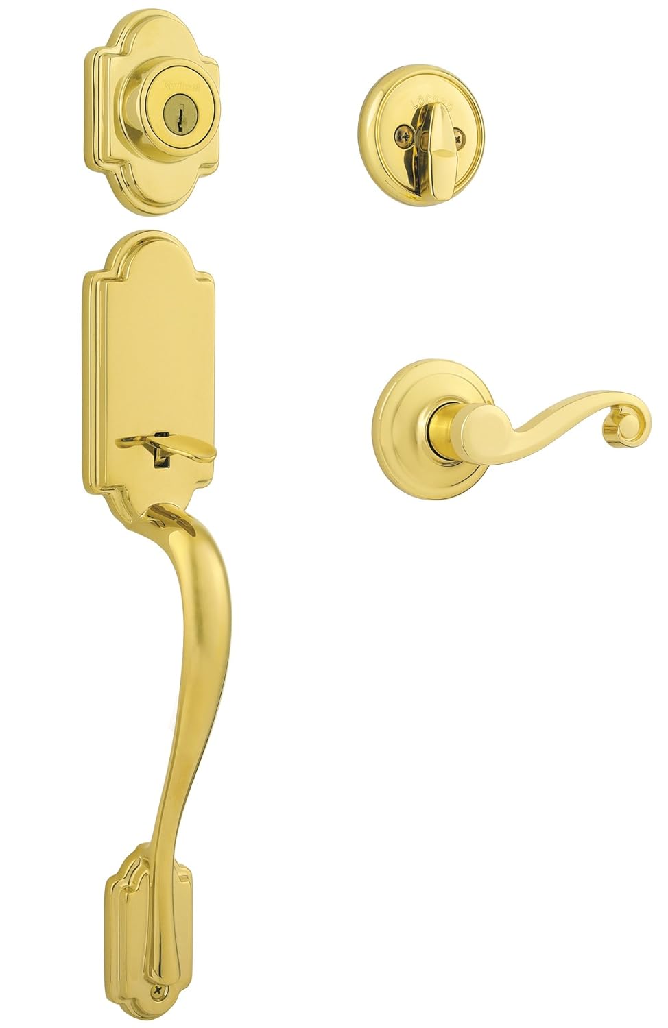 Kwikset Arlington Single Cylinder Handleset w/Lido Lever featuring SmartKey in Lifetime Polished Brass