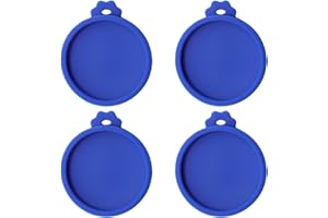 Pine & Linen 4 Pcs 2.5inch Durable Pet Can Lids, Silicone Small Pet Can Covers Waterproof Cat Food Cans Lids for 3 oz Cat Food Cans（Blue）