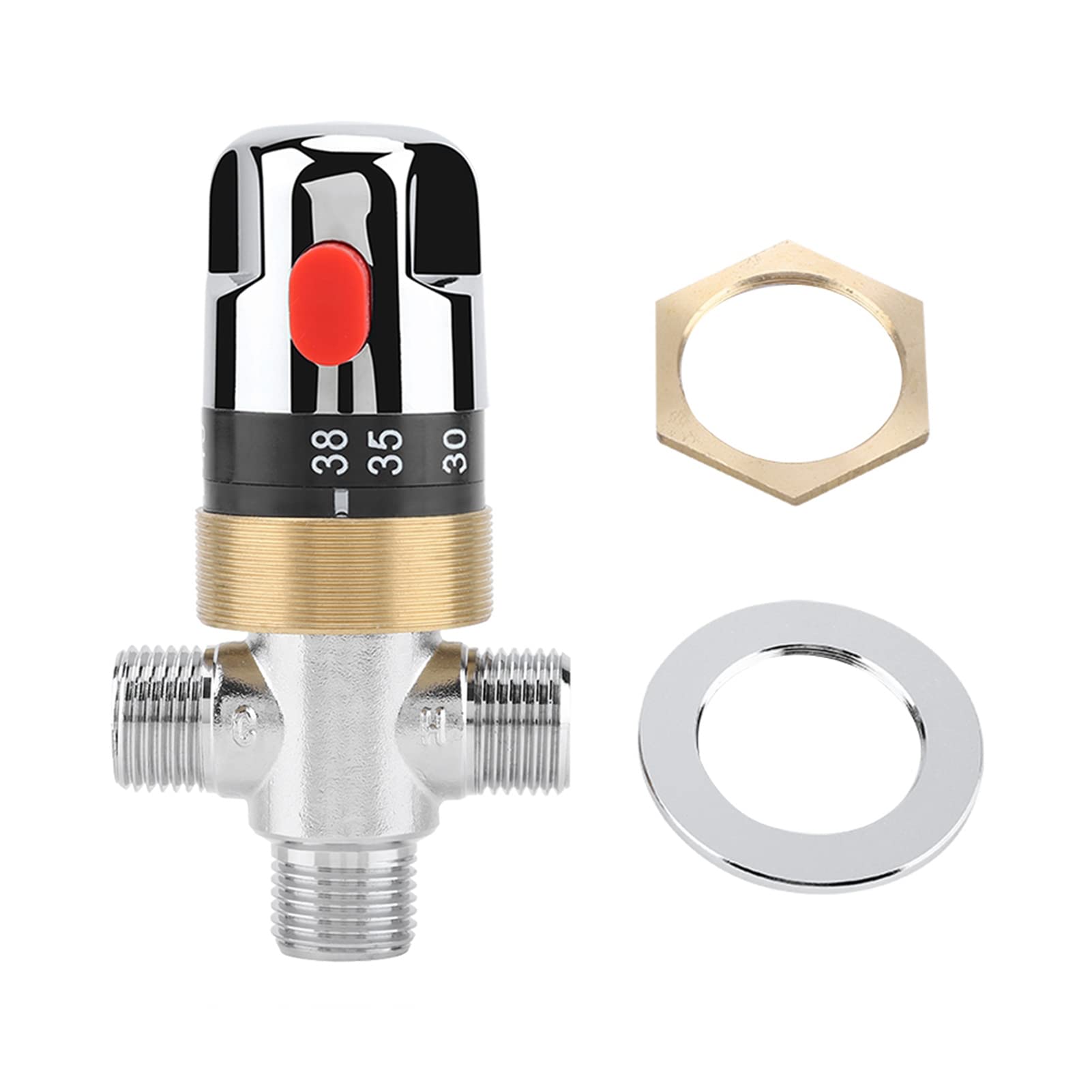 Hffheer Thermostatic Mixing Valve Adjustable Water Temperature Anti Scald Brass Thermostatic Mixing Valve Sweat Fittings & Integral Check Valves