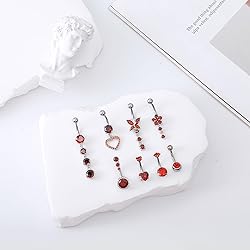 LEE&RO Red Belly Button Ring Red Belly Rings 14G