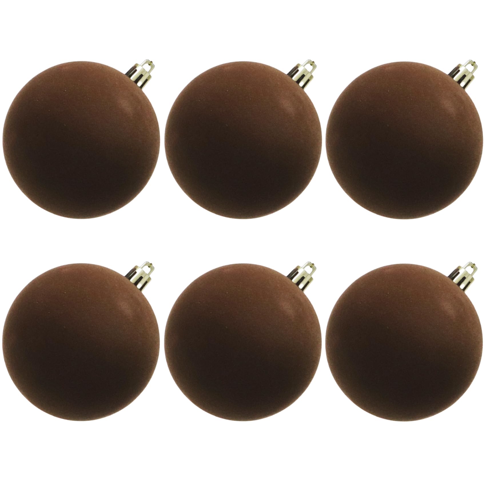 Photo 1 of Senjie 4inch Velvet Christmas Ornaments Balls Sets for Christmas, 6pcs Multicolor Xmas Tree Flocked Shatterproof Ornaments Balls Decoration Brown