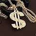 HZMAN Mens Gold Plated Dollar Sign Stainless Steel Pendant Necklace,Cz Inlay,with Free Hip hop Chain 22+2