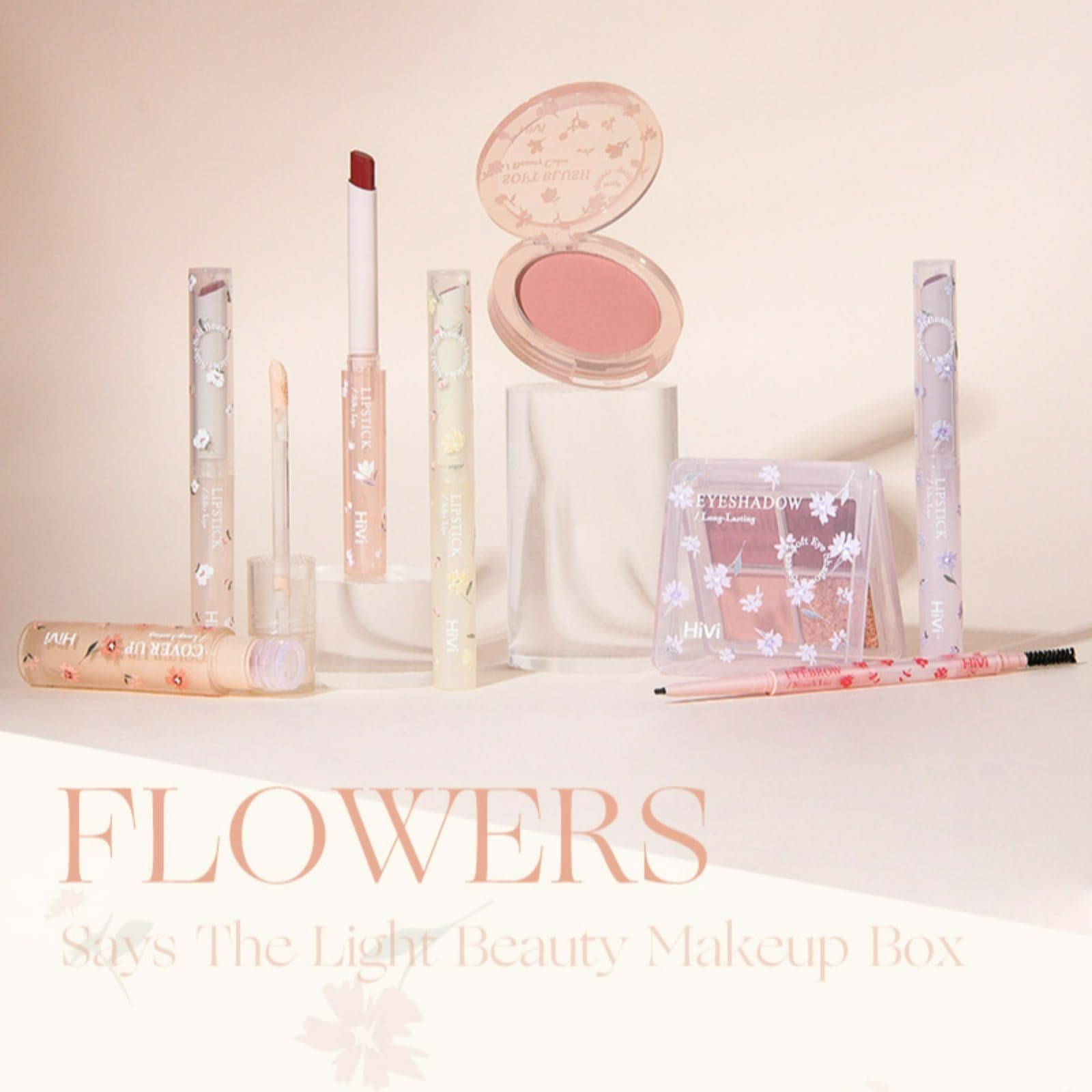 She loves Full Beauty Makeup, 8 Piece Set, 4 Cosmetic Lipsticks, 2 Eyebrow Pencils, 1 Concealer, 1 Blush and 1 Eyeshadow Palette, Long Lasting, Makeup Set, Beginners, Popular Cosmetics Set, Halloween,