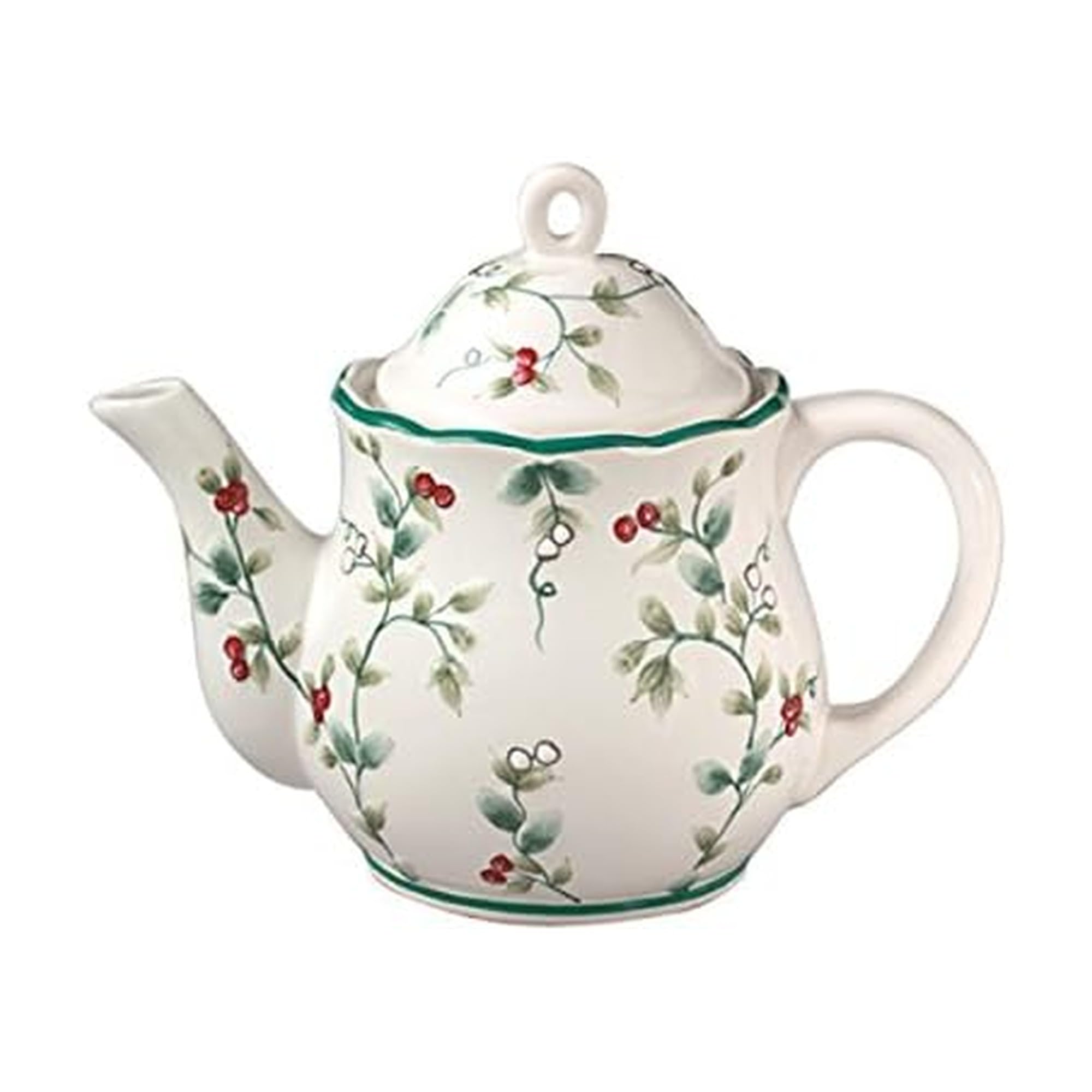 Photo 1 of (MISSING TOP) Pfaltzgraff Winterberry Sculpted 4-Cup Teapot,White