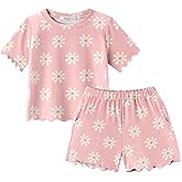 Arshiner Toddler Girls Clothes Ruffle Short Sleeves Crewneck Tops and Shorts with Pockets Cute Summer 2 Pieces Short Sets