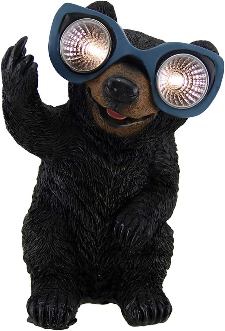 Zeckos Naughty Bear Solar Eyes LED Light Statue