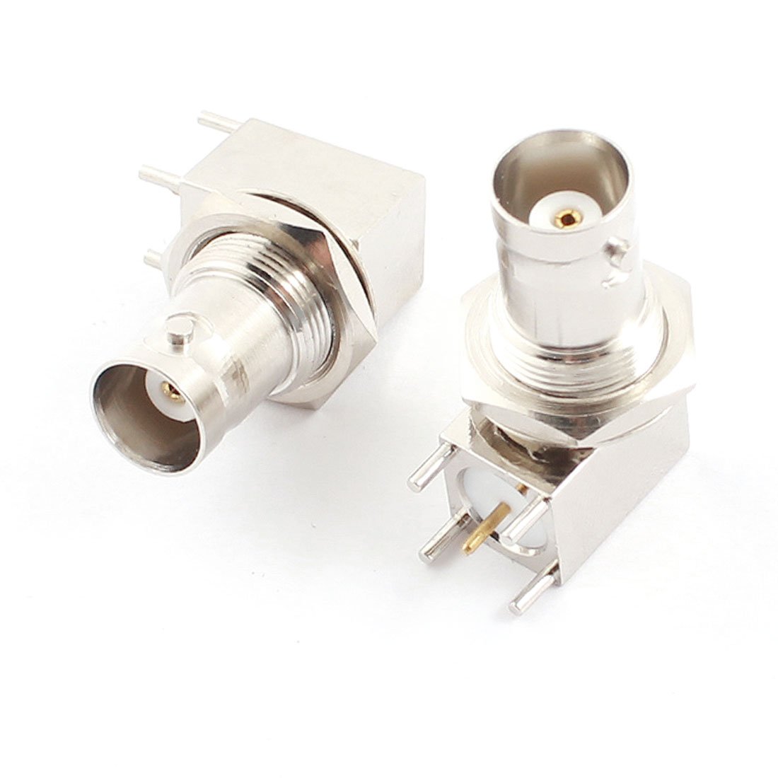 sourcing map 2 PCS Right Angle BNC Female Connector Adpater PCB Mount Jack Socket