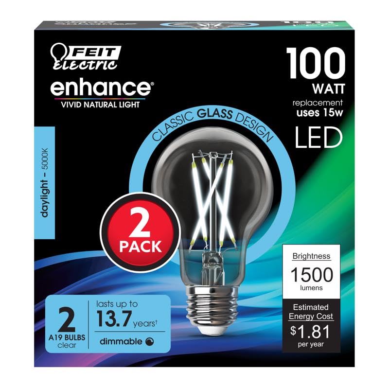 Feit A19 E26 Filament LED Bulb Daylight