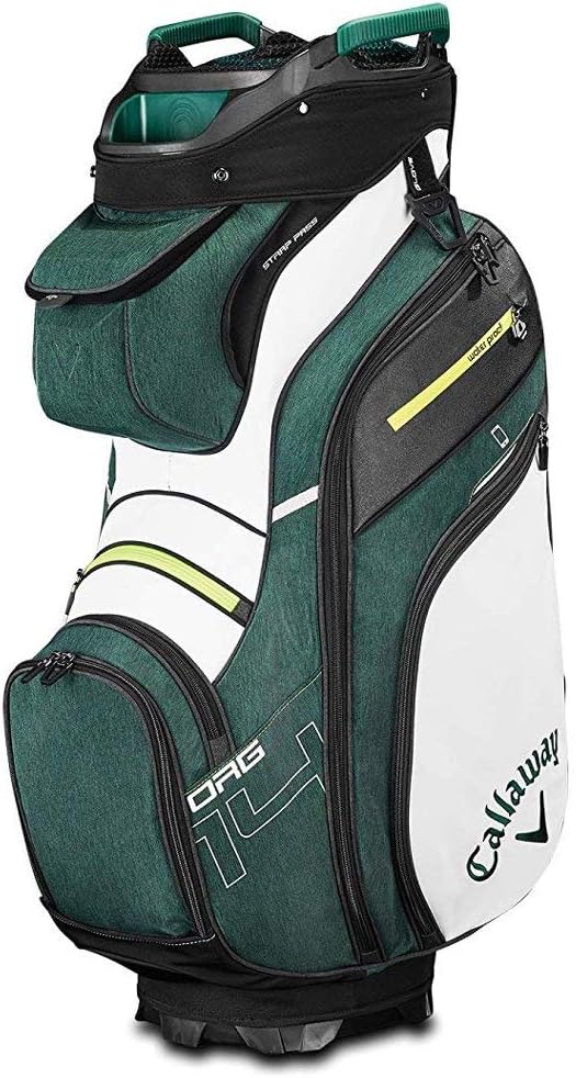 Callaway Golf 2019 Org 14 Cart Bag, White/Hunter Green/Neon Yellow