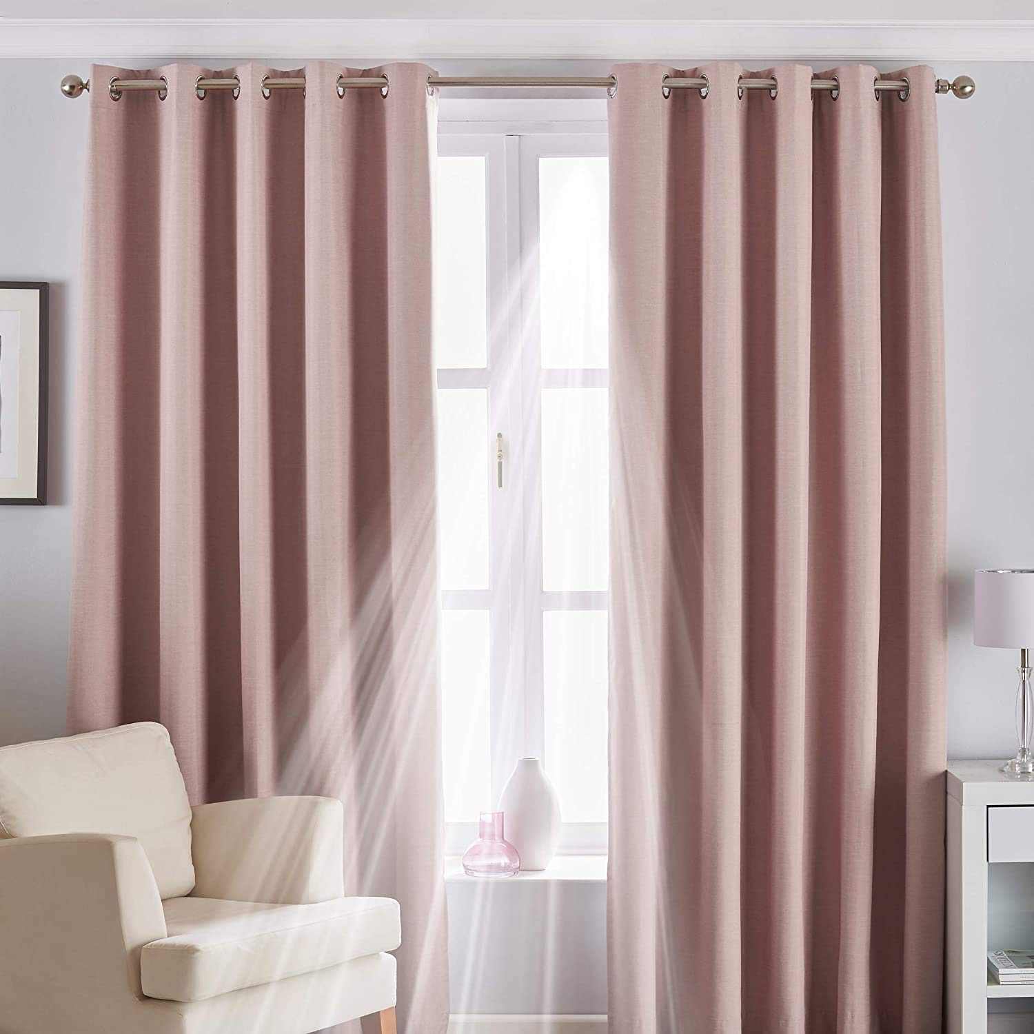 Riva Home Twilight Eyelet Curtains, Blush, 229 x 137cm