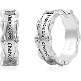 Watforsh 925 Sterling Silver Hoop Earrings for Women Small Chunky Huggie with Letter “Chanceux” Hoops for Daily