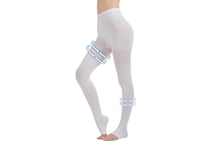 MGANG Medical Compression Pantyhose for Women & Men, 20-30mmHg Graduated Compression Support Tights, Open Toe, Opaque Waist High Compression Stockings for Edema, Varicose Veins, Flight, DVT, White 3XL