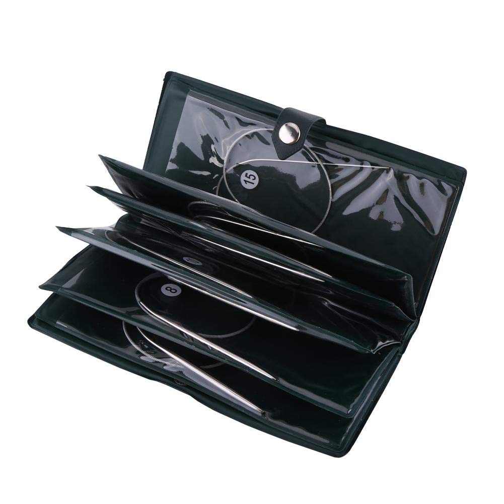 11 Pcs Stainless Steel Circular Knitting Needles Set DIY Accessories Professional with Storage Bag (43cm)