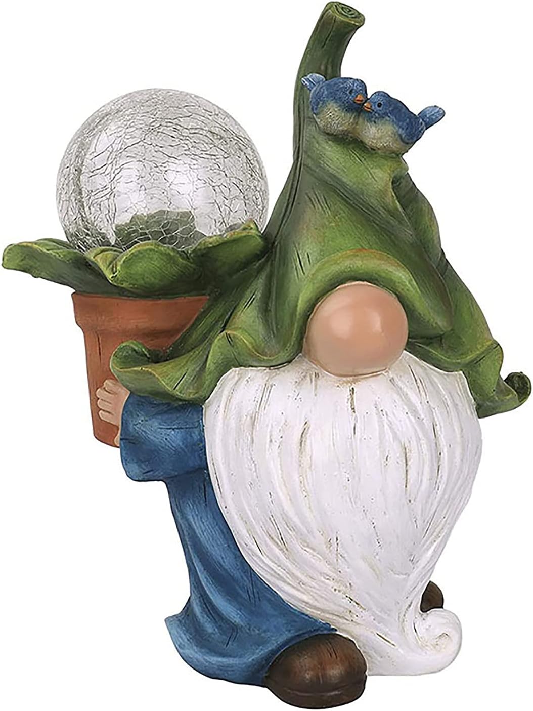 Garden Gnome Statue Resin Dwarf Figurine With Solar LED Lights