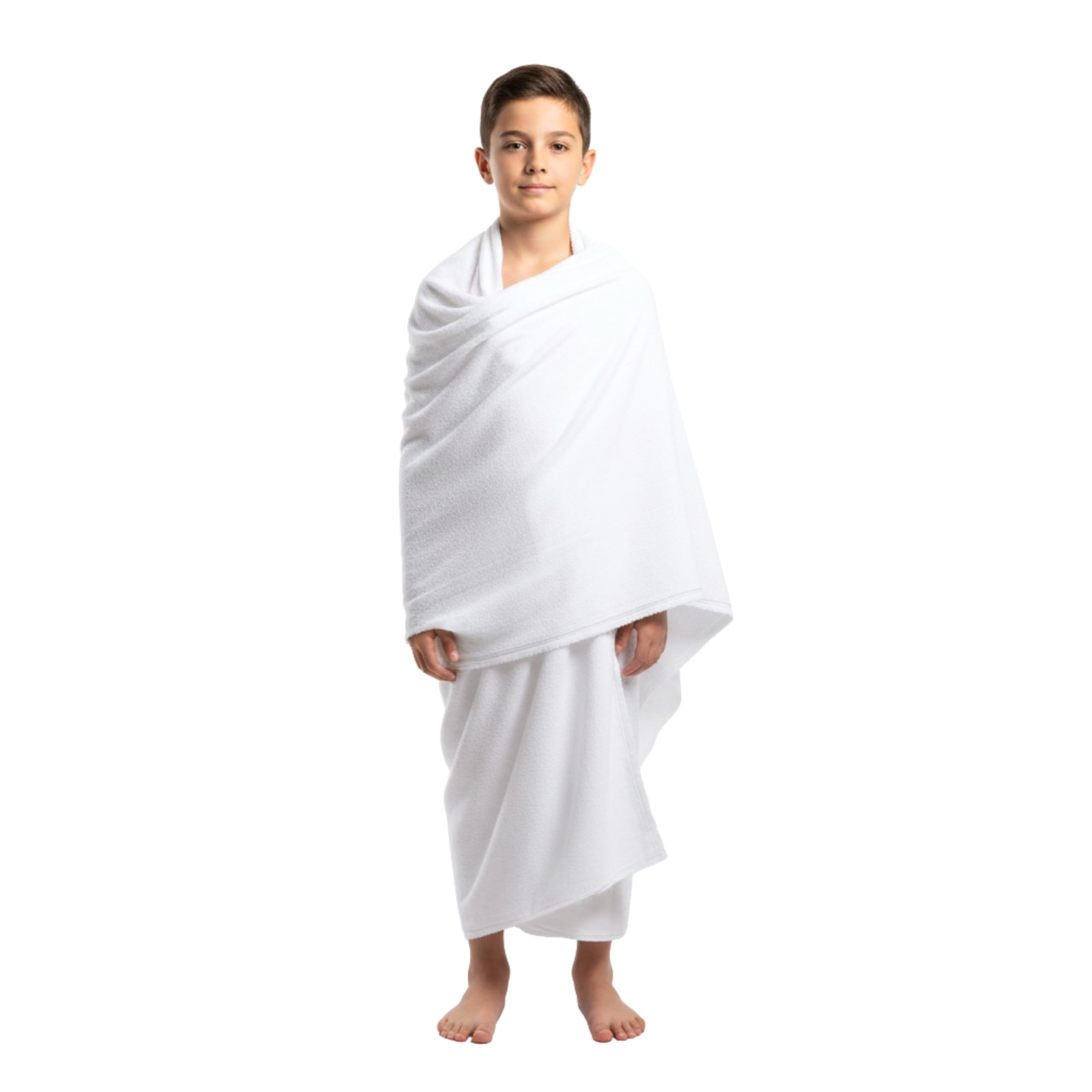 taj Kids Ehram for 10-13 Years - Hajj and Umrah Essentials - Ihram for Umrah Men - 2 Towels White - Hygienic Natural 100% Pure Combed Cotton Towels