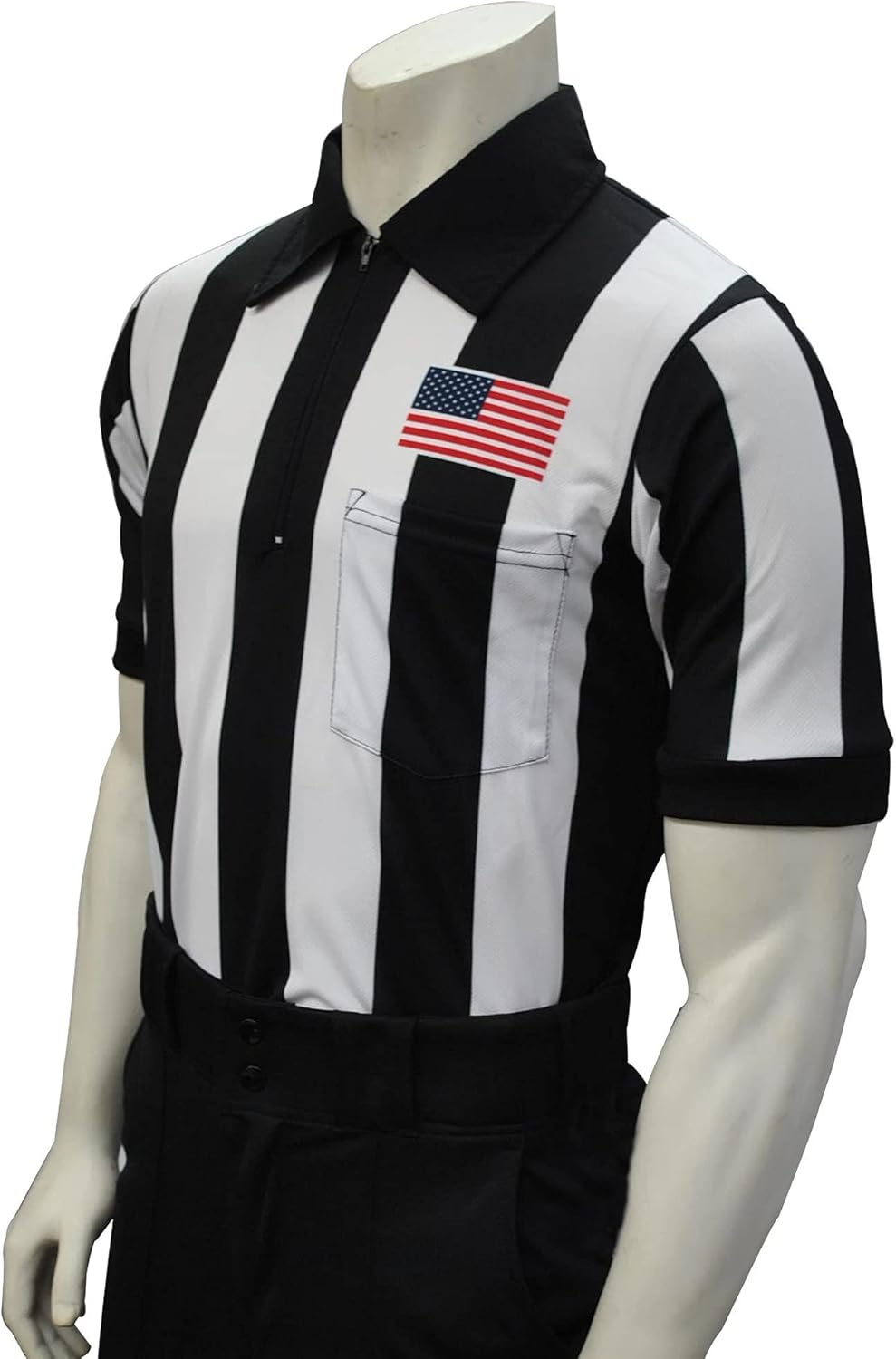 Smitty Official's Apparel Smitty Men's Short Sleeve Football Referee Shirt with 2 1/4 inch Stripes & USA Flag: Sports & Outdoors