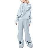 SHBECYDE Two Piece Outfits Bow Graphic Print Hoodie Sweatpants Set Oversized Sweatshirt and High Waist Sweatpants Tracksuit