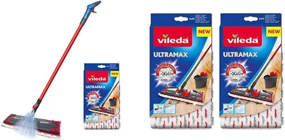 Vileda 1-2 Flat Spray Mop with Extra Microfibre Refill