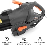 Terratek 3000W Corded Leaf Blower Vacuum 3 in 1 with Wheels 10m Cable view 2