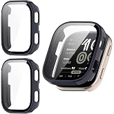 Kimiyaki 2 Pack for Amazfit Bip 6 Screen Protector Case | Hard PC,Built-in Tempered Glass Film,Full Coverage,All-Around,Shockproof,Bumper,Protective Cover,Protective Accessories