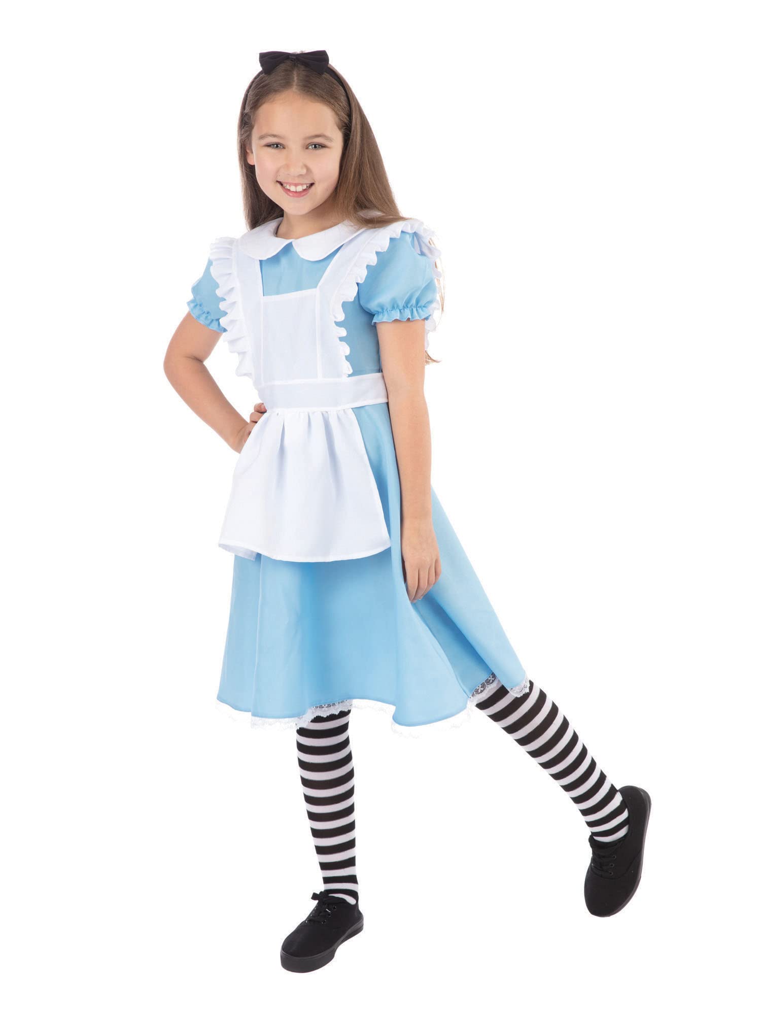 Bristol Novelty CF234M Traditional Alice Costume, Girls, Blue, White, Age 6-8 Years Old Halloween