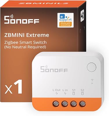 ZBMINIL2 Interrupteur Zigbee, Sans Neutre, Module Relais Mini pour Lumière, Contrôle 2 Voies, Compatible Alexa & Google Home, Hub Zigbee requis