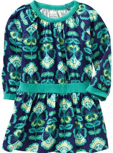 Amazon Co Jp オールドネイビー Old Navy 女の子用紺xグリーン花柄長袖ワンピース 3t 100cm ブルー花柄ドレス 緑 ワンピース 並行輸入品 ベビー マタニティ