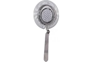 Bar Strainer, Stainless Steel Cocktail Strainer Hawthorne Strainer with Removable Spring, 8 x 3.7in(Black) for Home and Comme