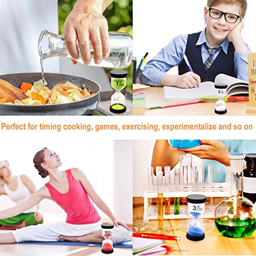 Sand Timer EMDMAK 4 Colors Hourglass Sandglass Sand Clock Timer 1min / 3mins / 5mins / 10mins for Games Classroom Home Office Decoration (Pack of 4)