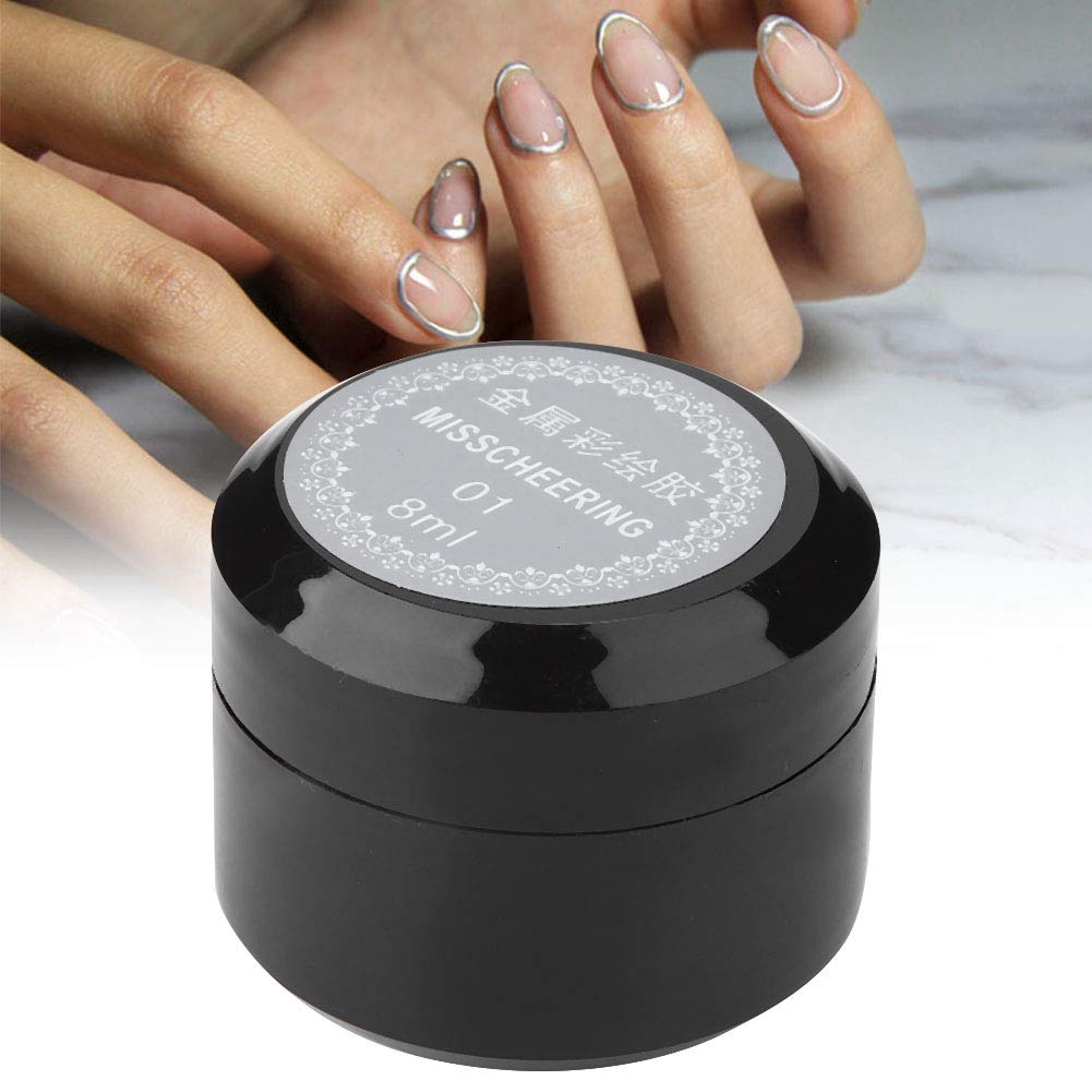 Betued Gel Nail polish, 8ml Silver Metallic Nail Art UV Varnish Lacquer