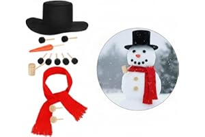 Chalyna 13 Pcs Snowman Decorating Kit Winter Snowman Making Kits Christmas Outdoor Holiday Gift Include Hat Scarf Carrot Nose Eyes Mouth Button Craft Tools