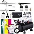 OPHIR 3 Airbrush Kit with Compressor, Air Brush Kit with 1/6 HP Air Compressor & 3L Air Tank, Airbrush Sets for Model Hobby Painting, Temporary Tattoo, Cake Decoration (110V)