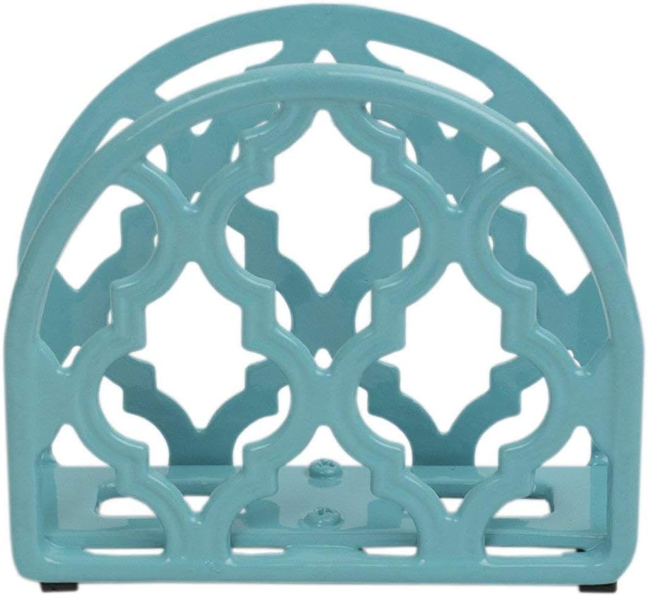 Home Basics Lattice Collection Cast Iron Napkin Holder (Turquoise): Kitchen & Dining